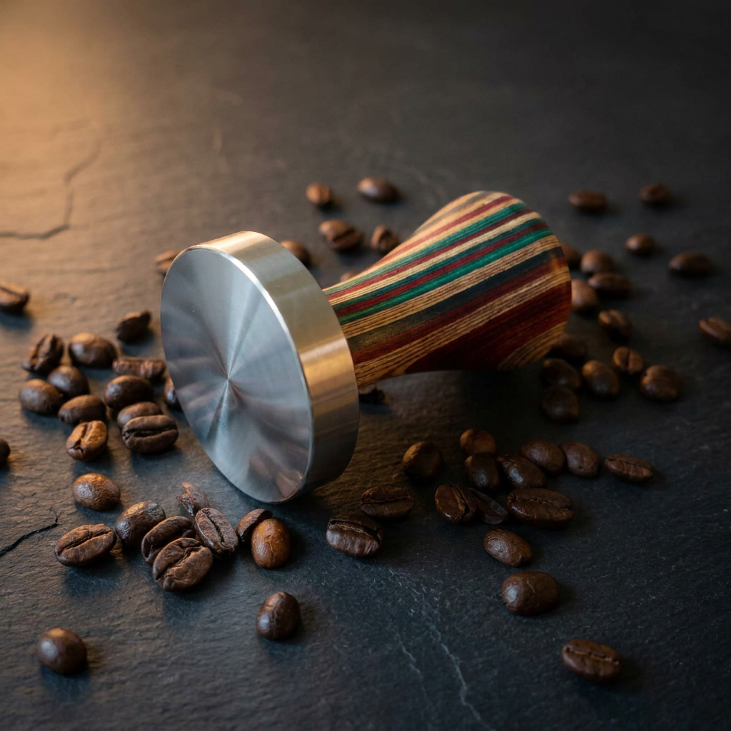 Skateboard Wood Espresso Tamper – Stainless Steel, 54mm or 58mm